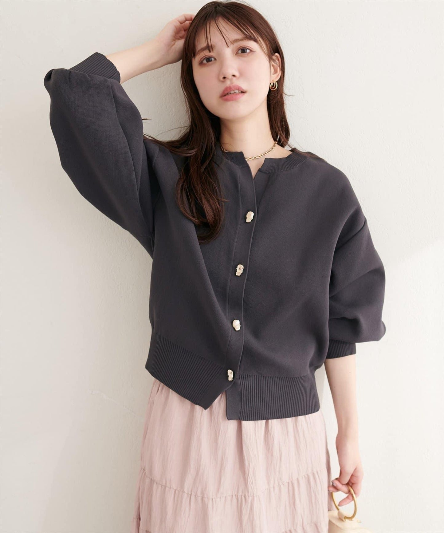 開口領 聚酯 針織開衫
