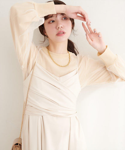 網紗拼接針織套頭衫