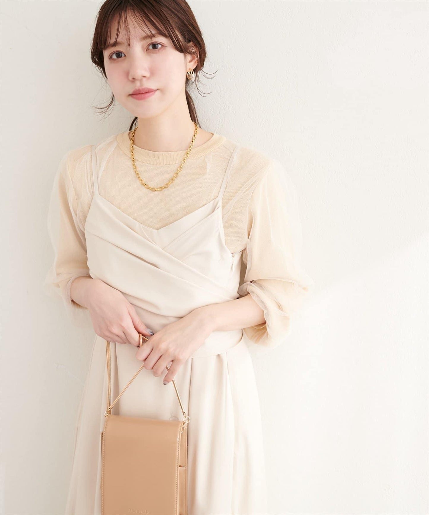 網紗拼接針織套頭衫