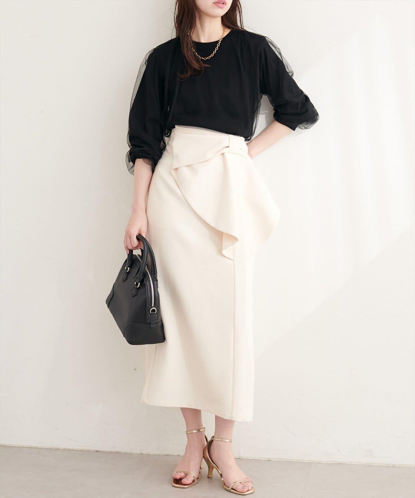 網紗拼接針織套頭衫