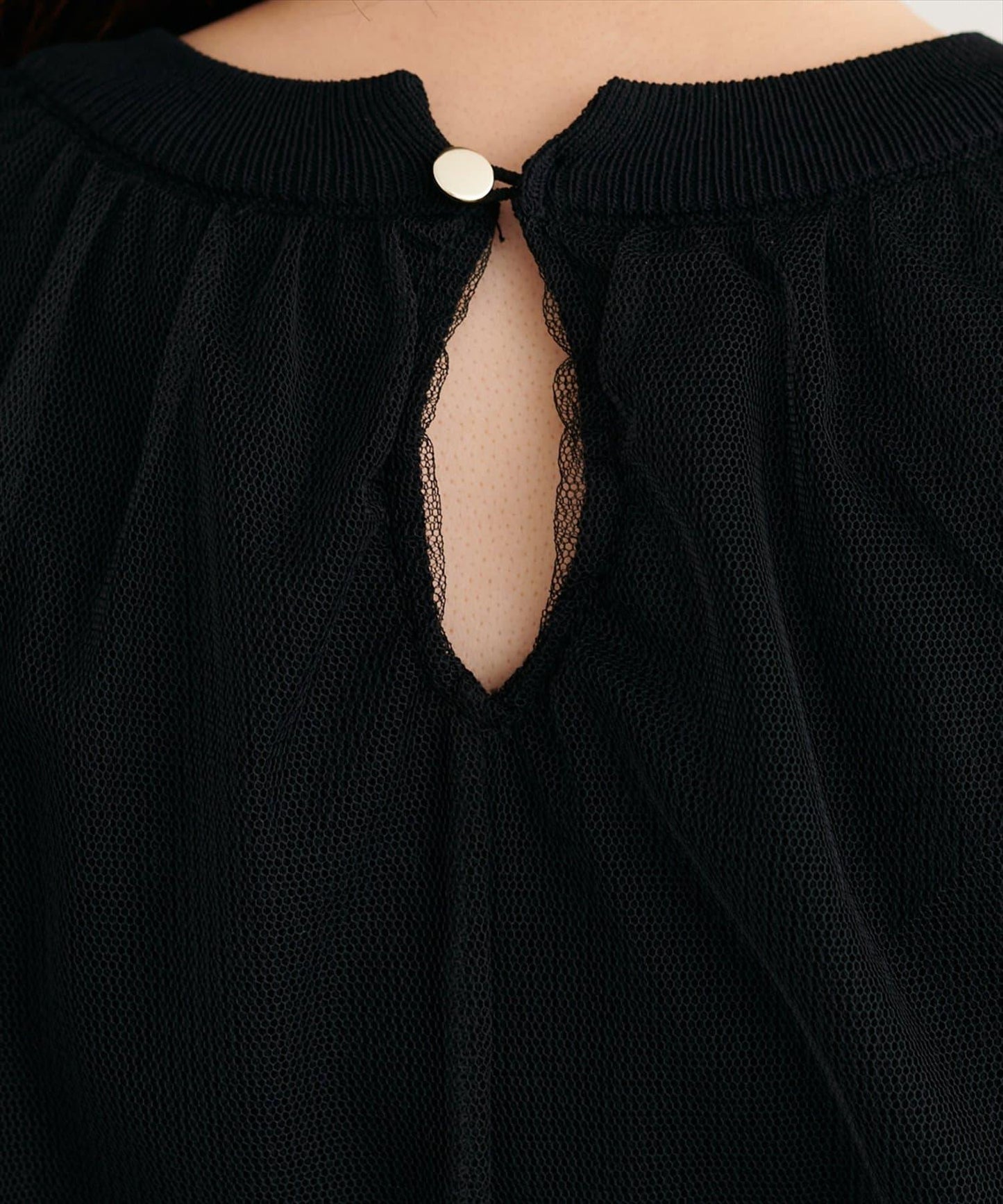 網紗拼接針織套頭衫