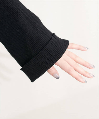 交叉領喇叭袖針織上衣