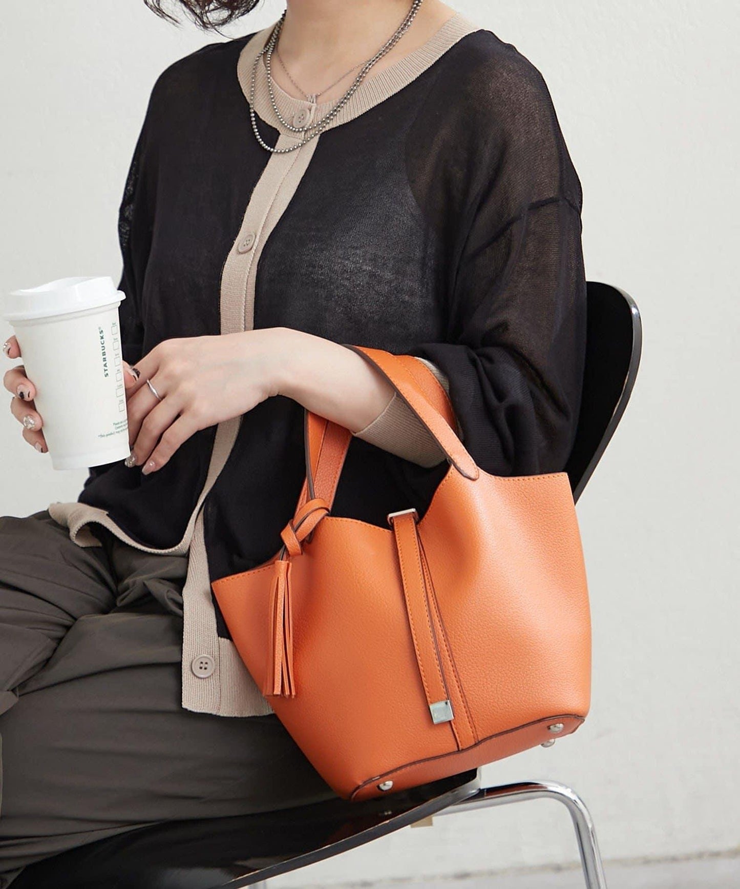 五色可選 簡約設計 流蘇 手提包