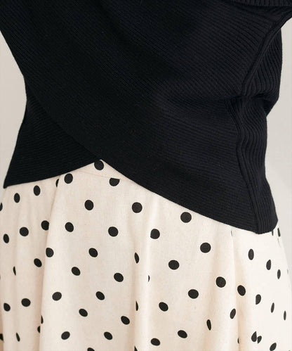 交叉領喇叭袖針織上衣