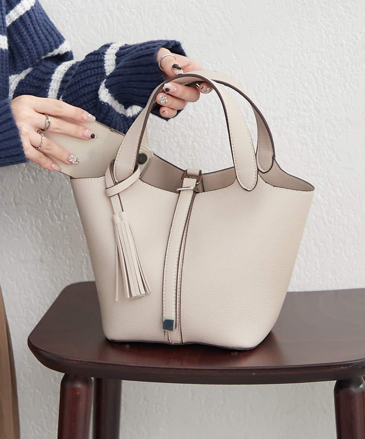 五色可選 簡約設計 流蘇 手提包