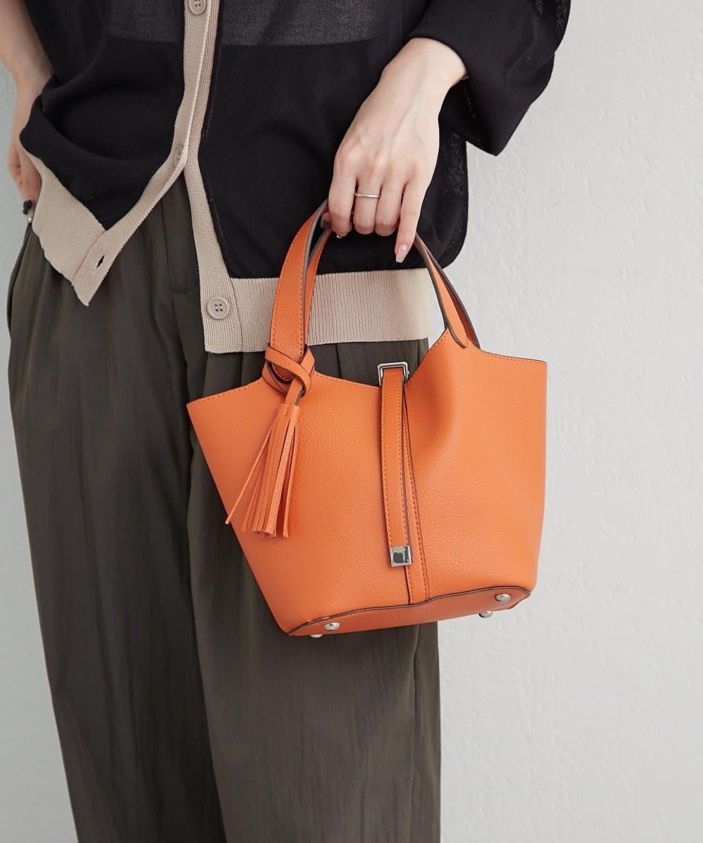 五色可選 簡約設計 流蘇 手提包