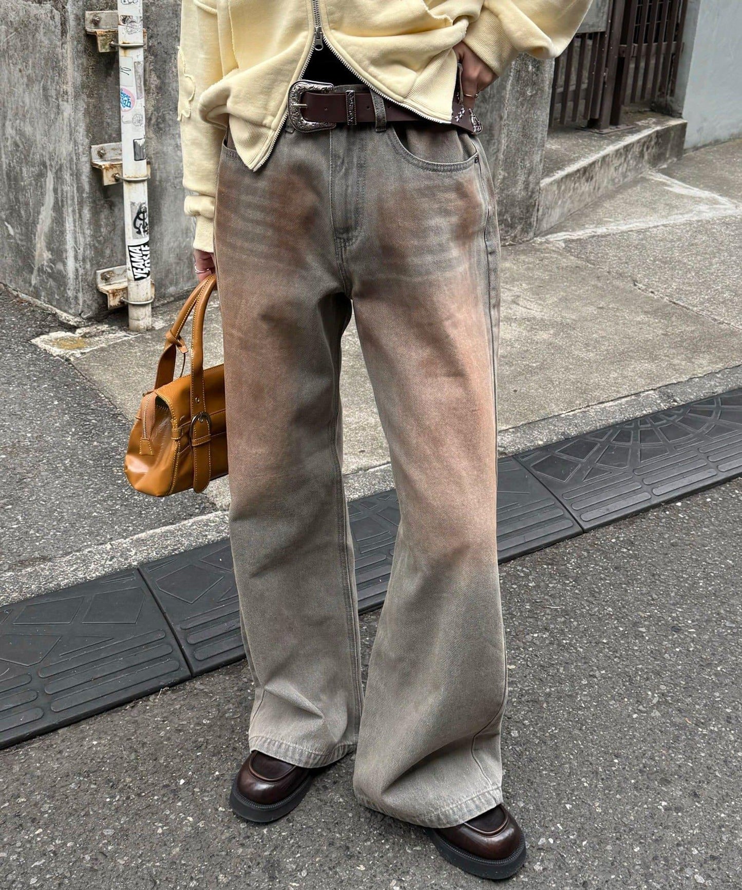 復古風微喇牛仔褲