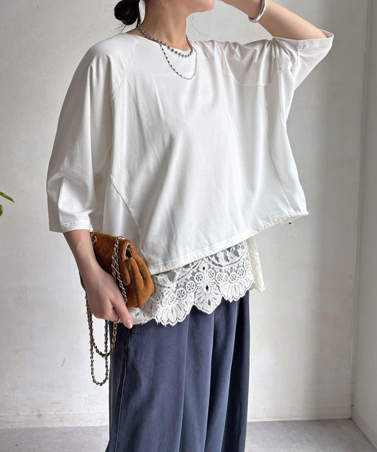 異材質拼接 抽繩設計 套頭上衣