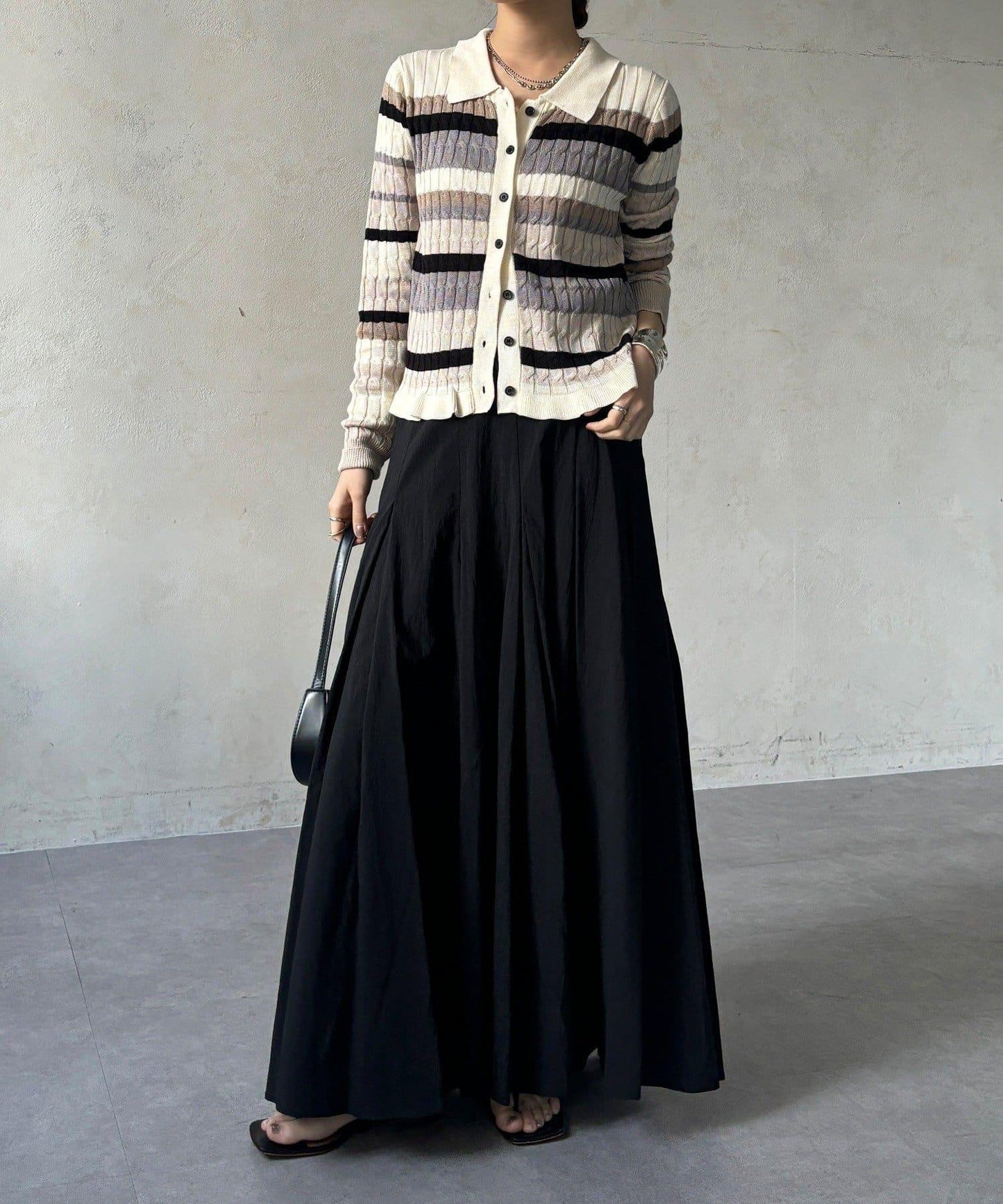 多色條紋針織Polo上衣