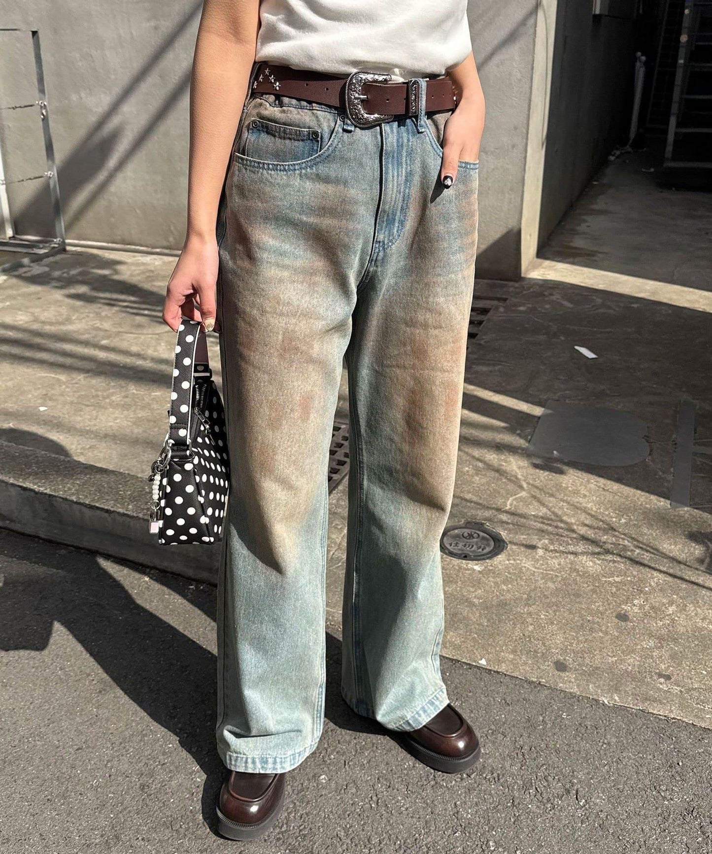 復古風微喇牛仔褲