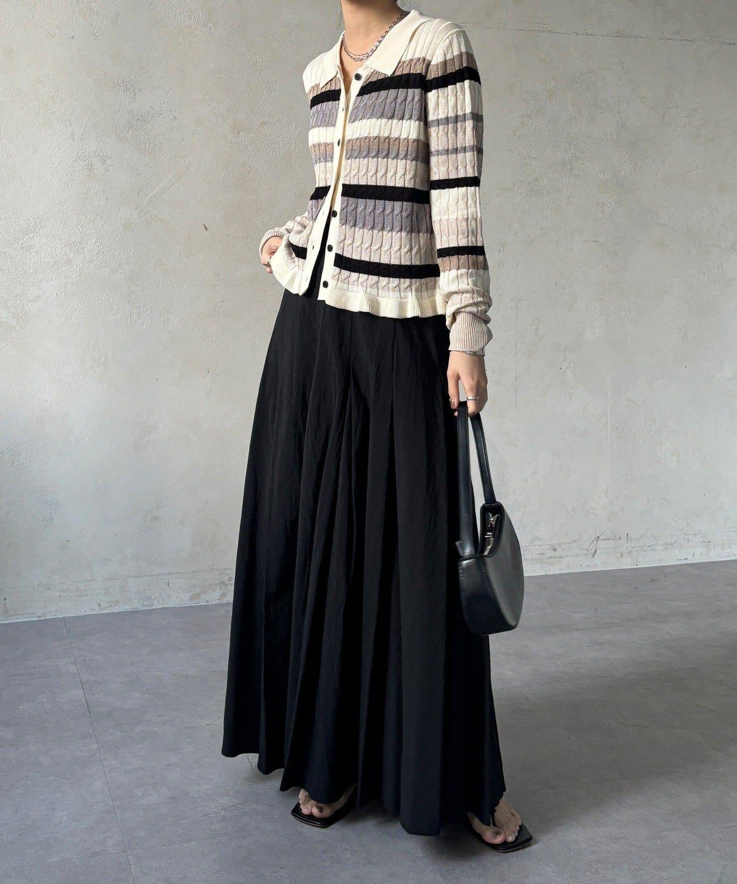 多色條紋針織Polo上衣