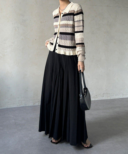 多色條紋針織Polo上衣