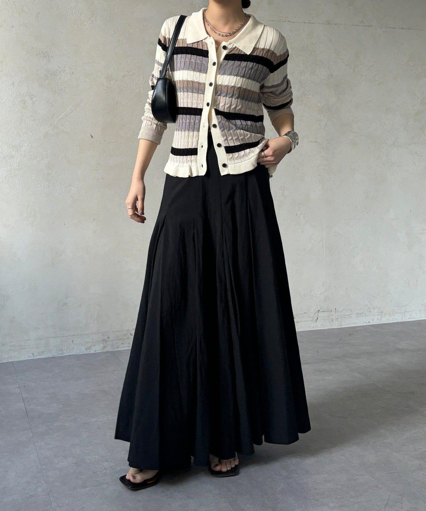 多色條紋針織Polo上衣