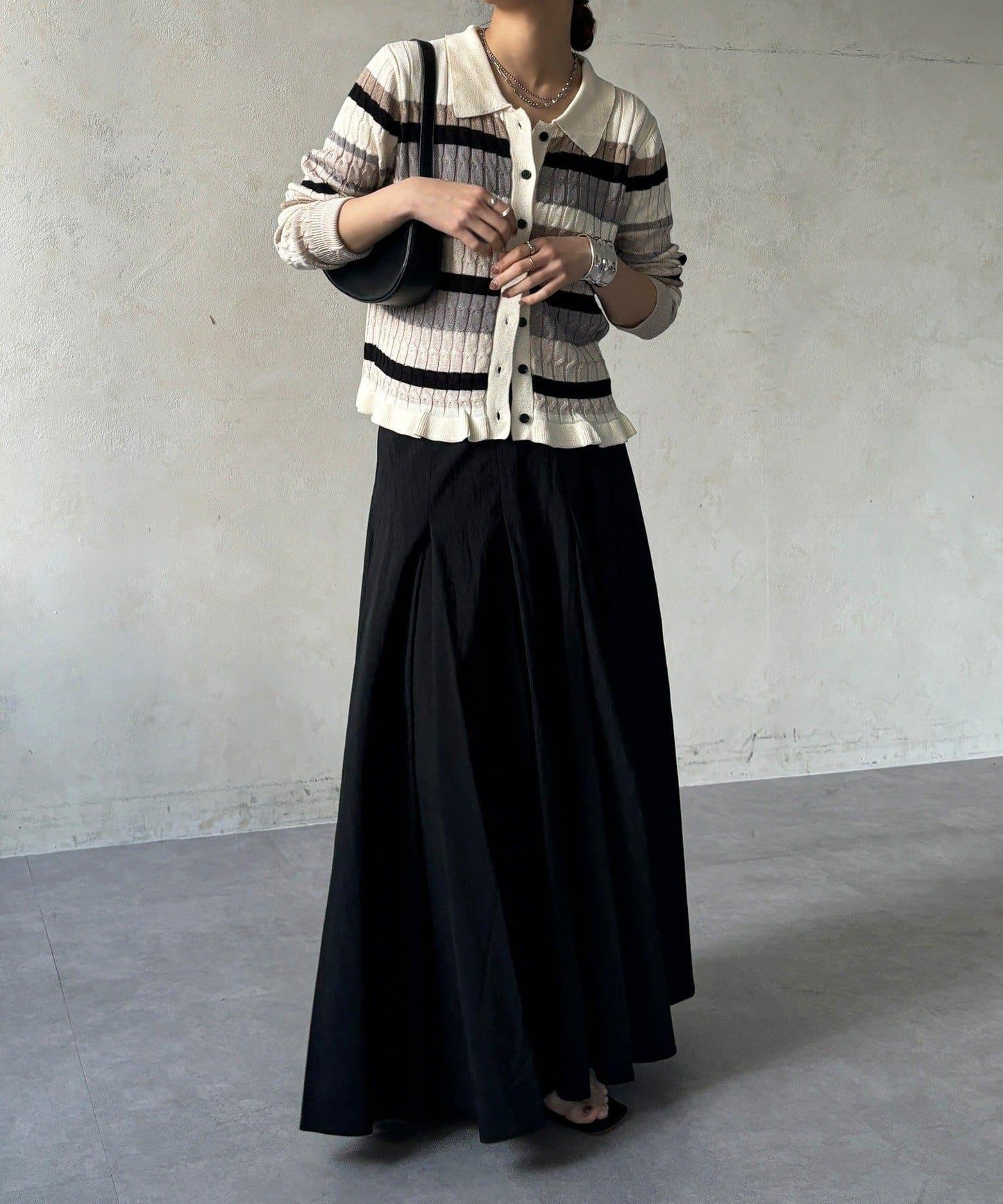 多色條紋針織Polo上衣