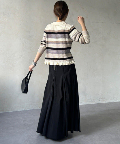 多色條紋針織Polo上衣