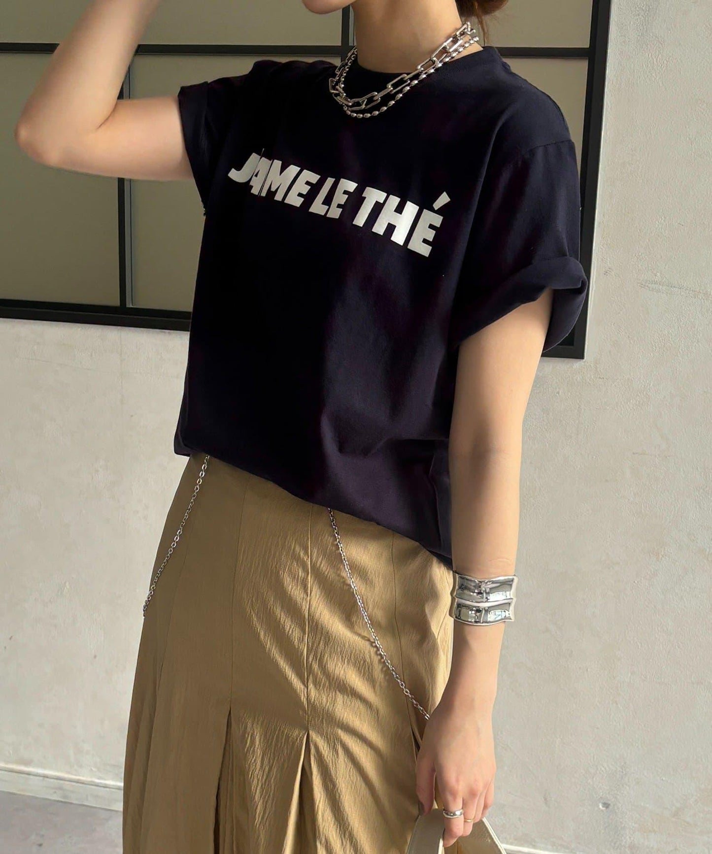JAIMELETHE 植絨logo字母設計 T恤