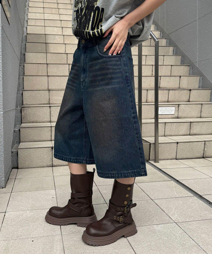 復古風寬鬆牛仔短褲