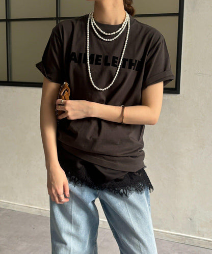 JAIMELETHE 植絨logo字母設計 T恤