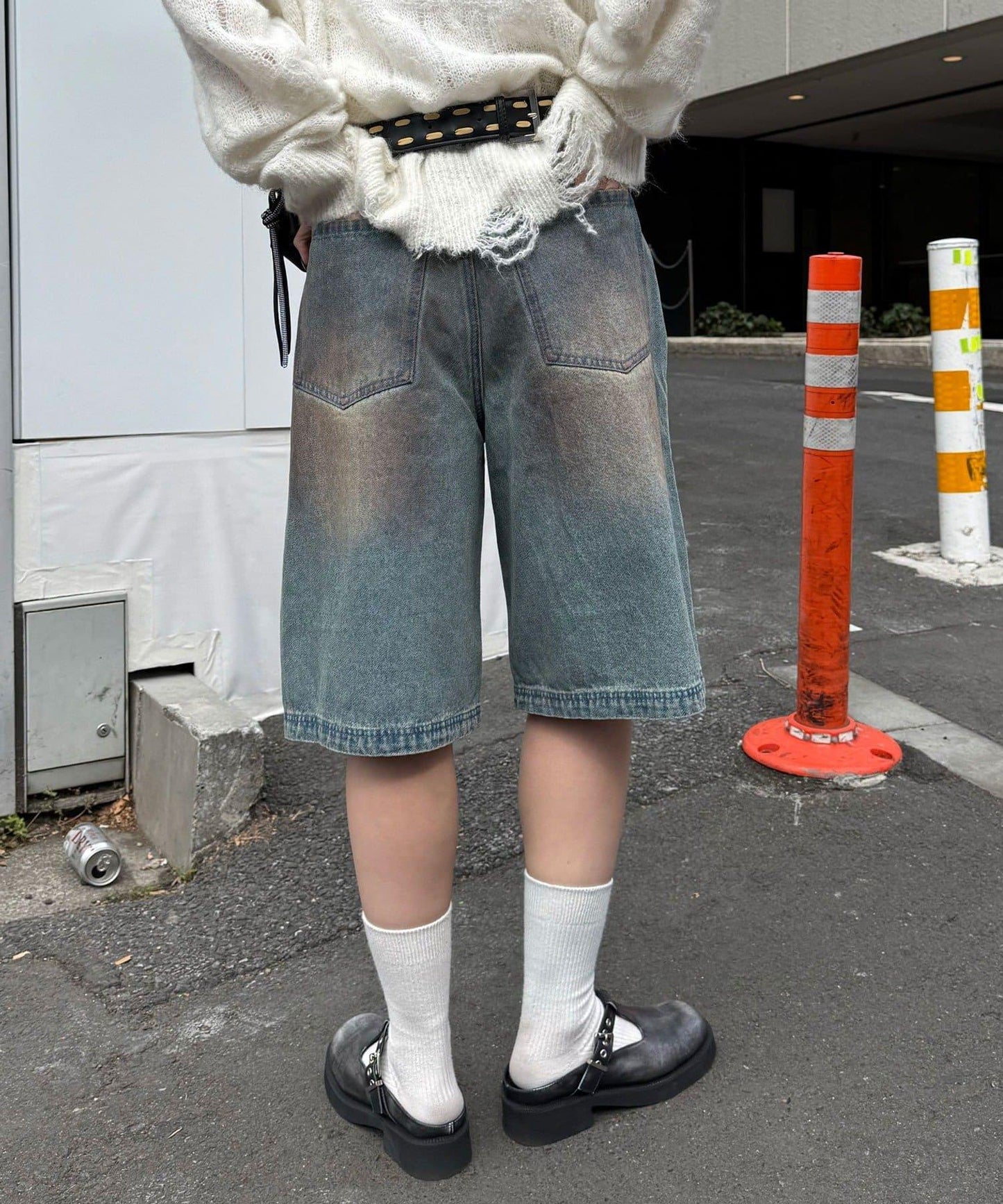 復古風寬鬆牛仔短褲