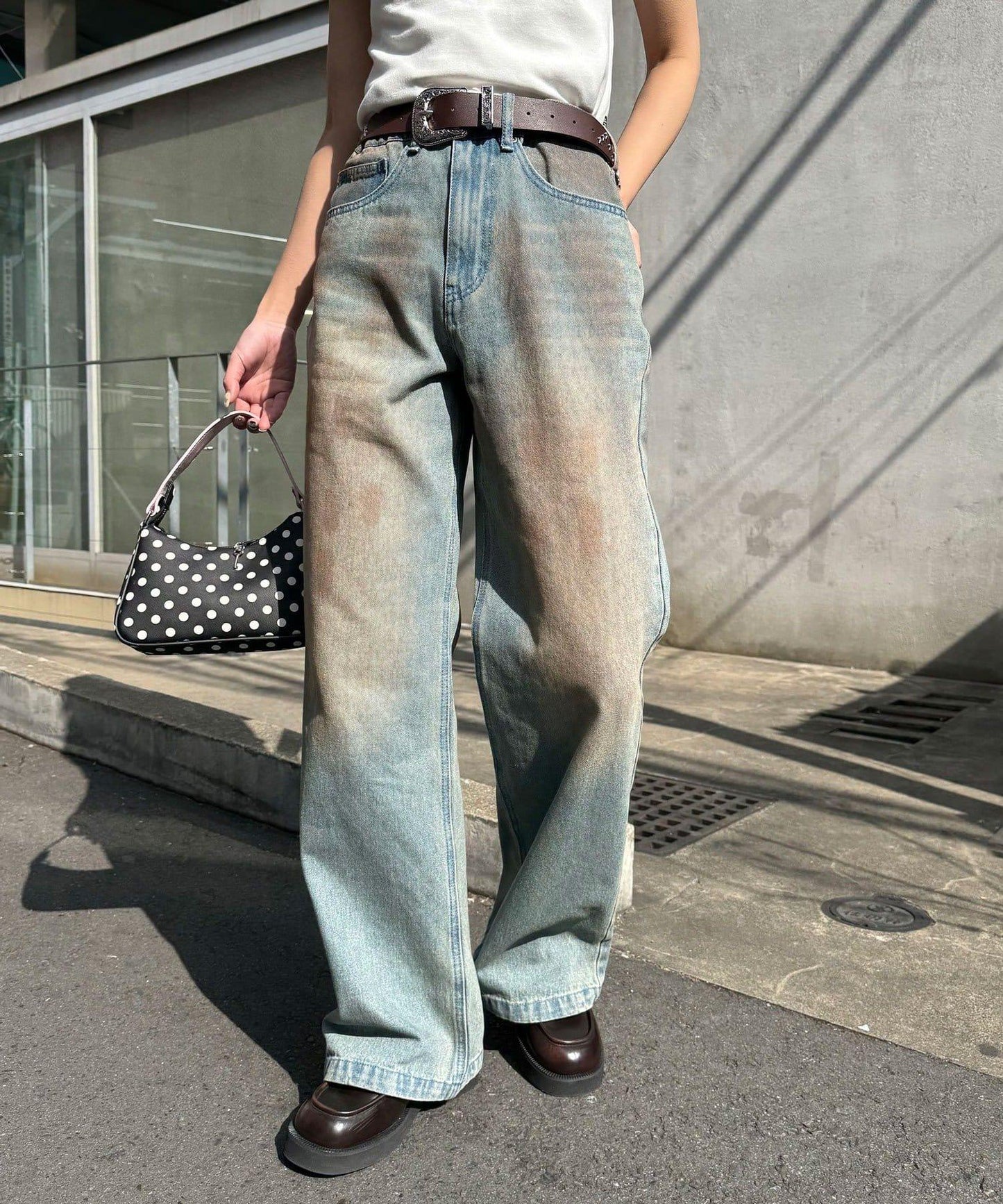 復古風微喇牛仔褲