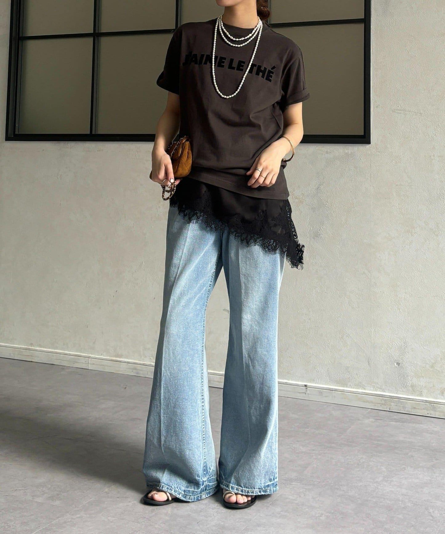 JAIMELETHE 植絨logo字母設計 T恤