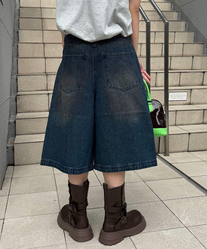 復古風寬鬆牛仔短褲