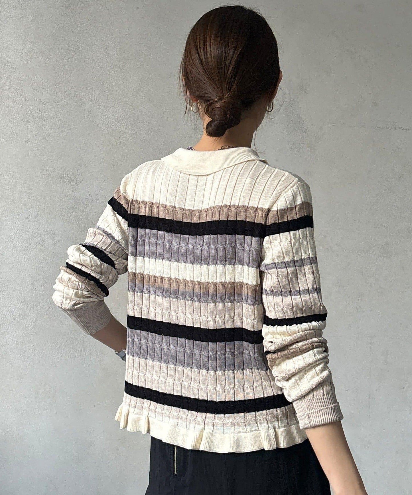 多色條紋針織Polo上衣