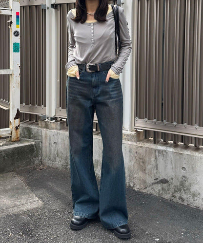 復古風微喇牛仔褲