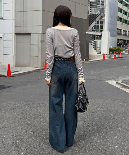 復古風微喇牛仔褲
