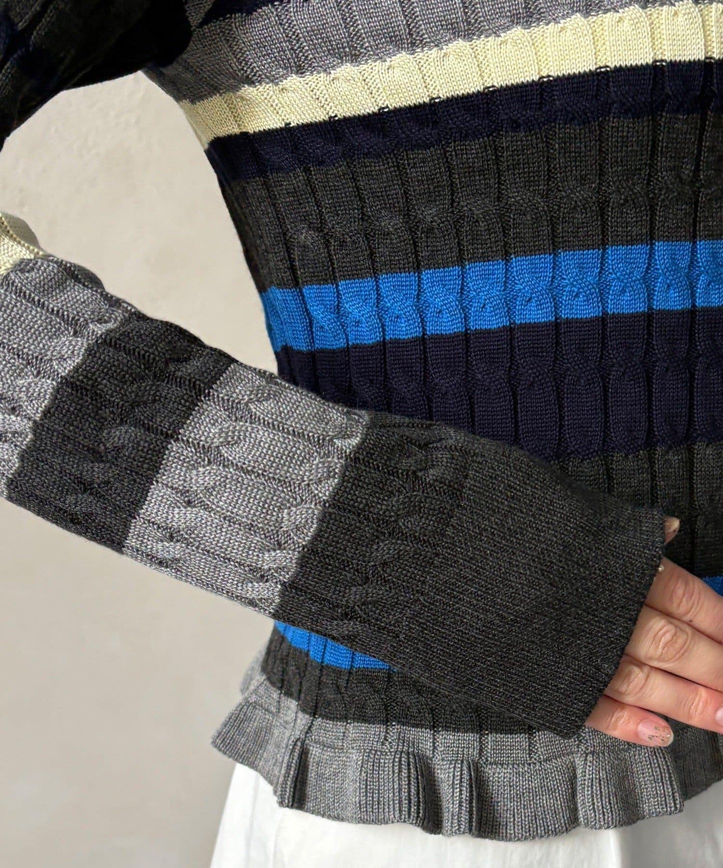 多色條紋針織Polo上衣