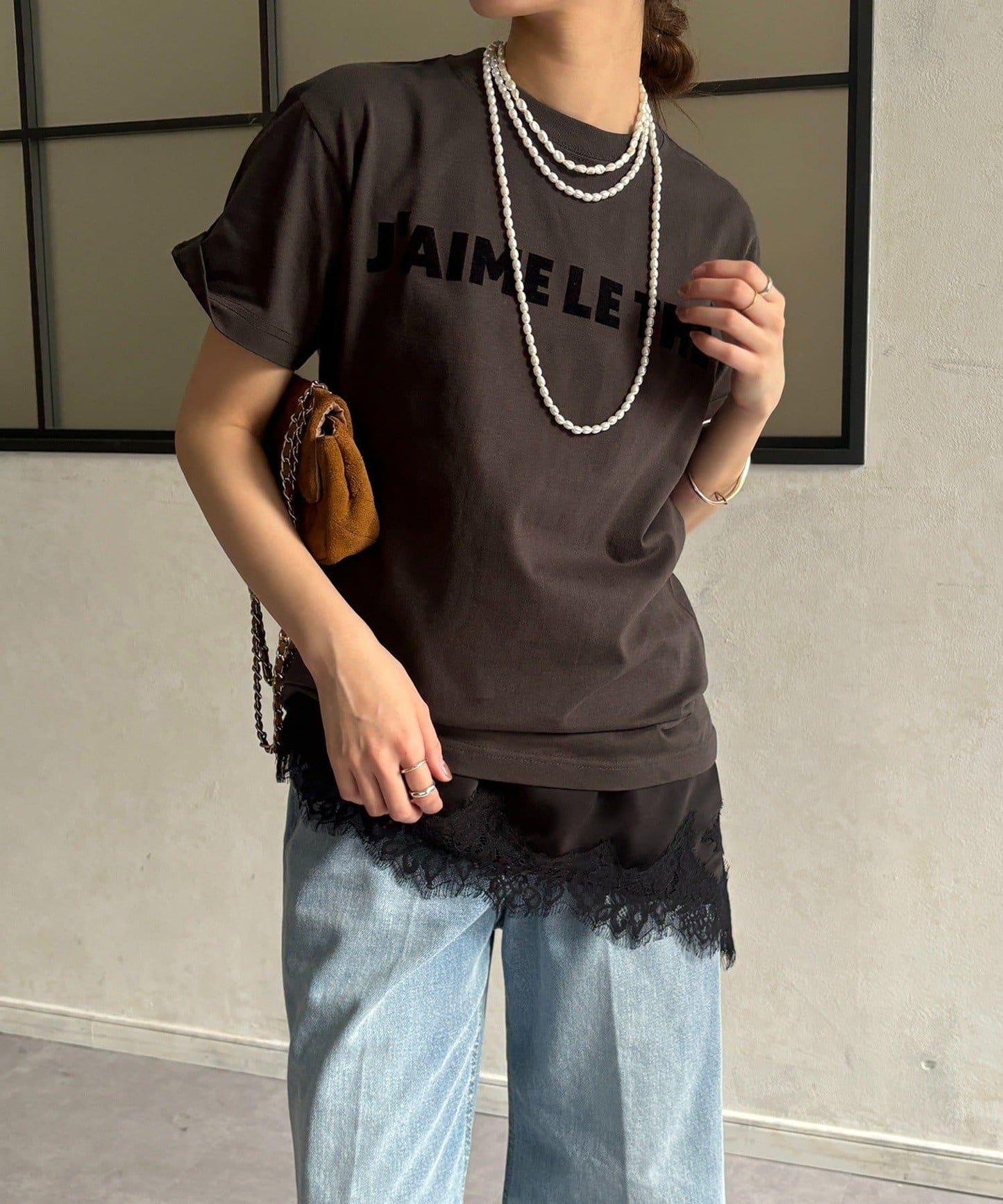 JAIMELETHE 植絨logo字母設計 T恤