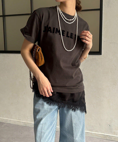 JAIMELETHE 植絨logo字母設計 T恤