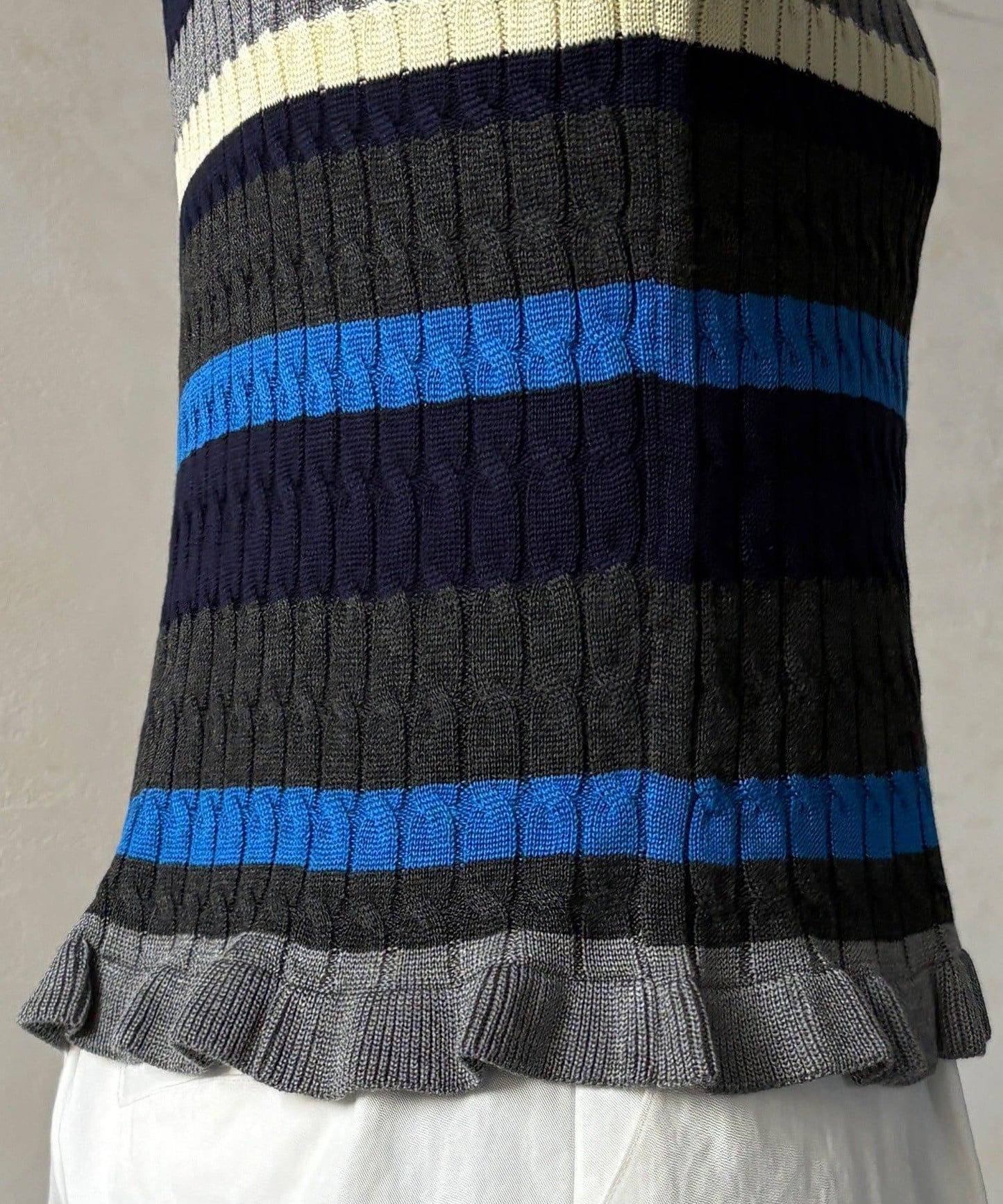 多色條紋針織Polo上衣