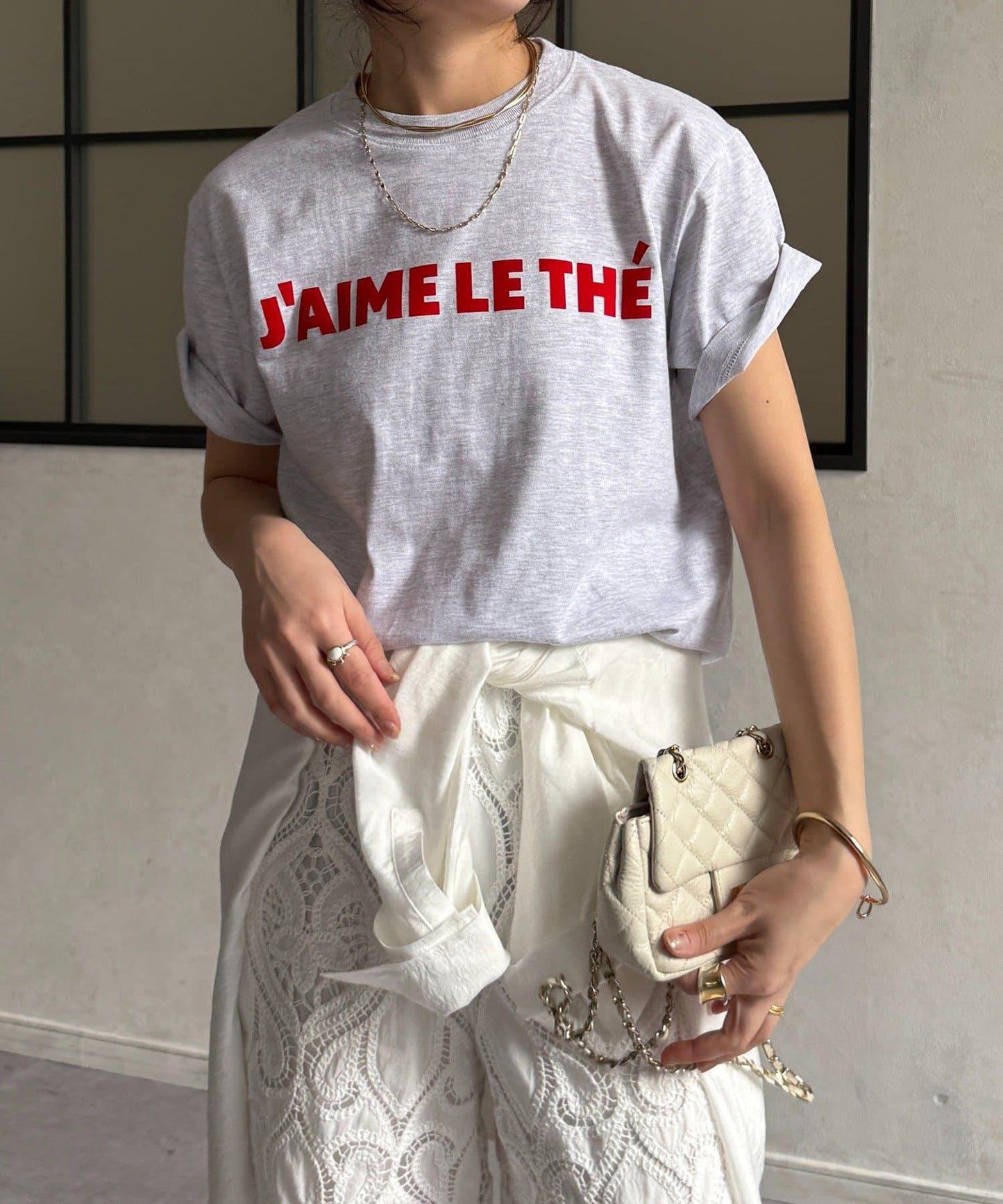 JAIMELETHE 植絨logo字母設計 T恤