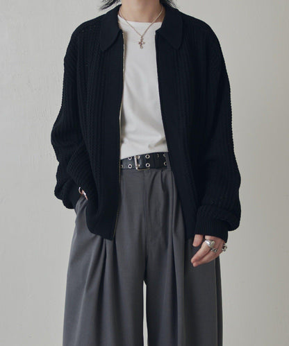 莉莉紗線拉鍊針織短外套