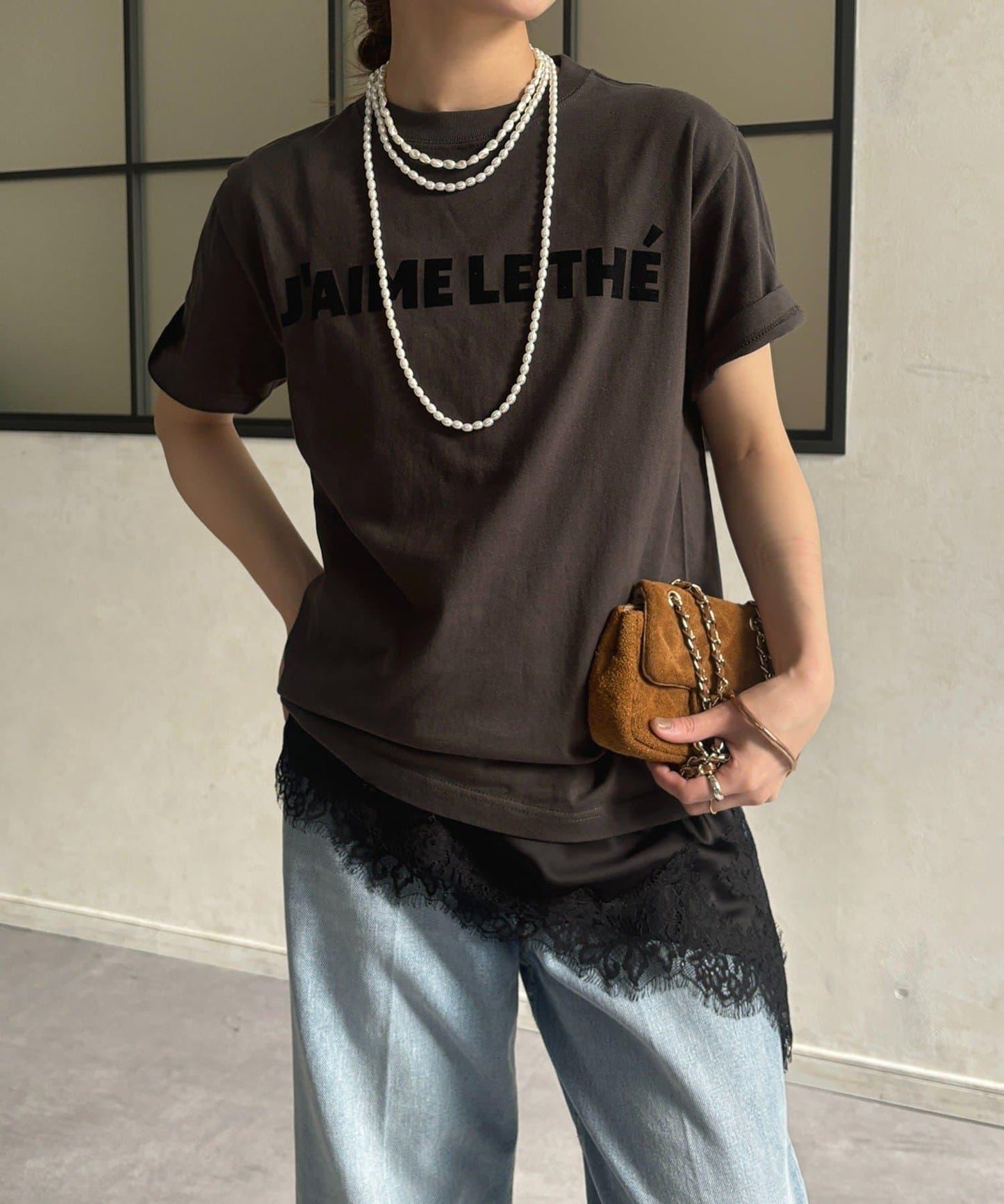 JAIMELETHE 植絨logo字母設計 T恤