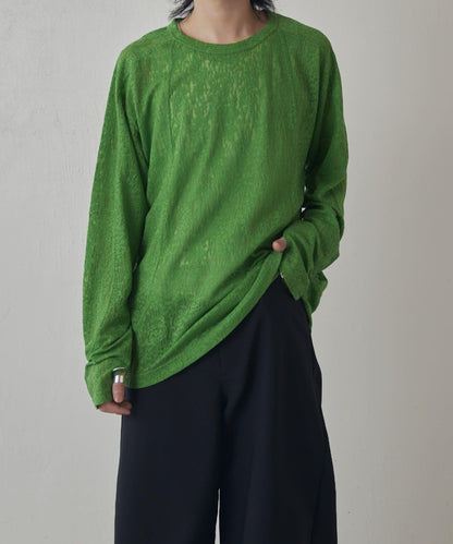 拼接透紗套頭上衣