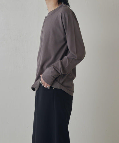 疊搭亨利領長袖T恤