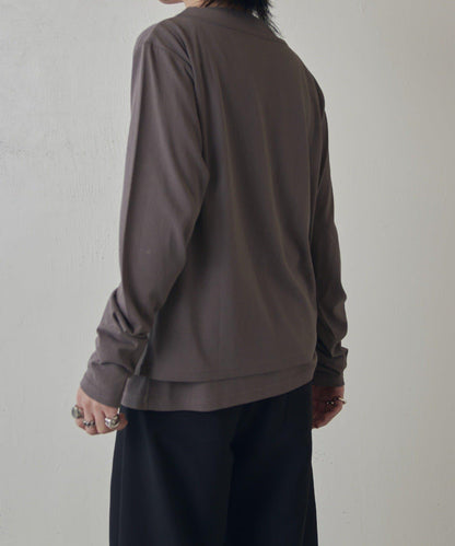 疊搭亨利領長袖T恤