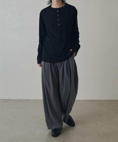 疊搭亨利領長袖T恤