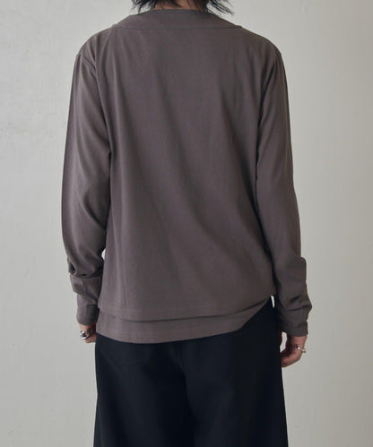 疊搭亨利領長袖T恤