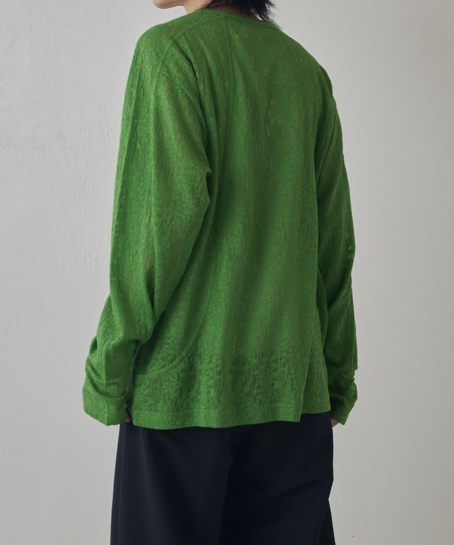 拼接透紗套頭上衣