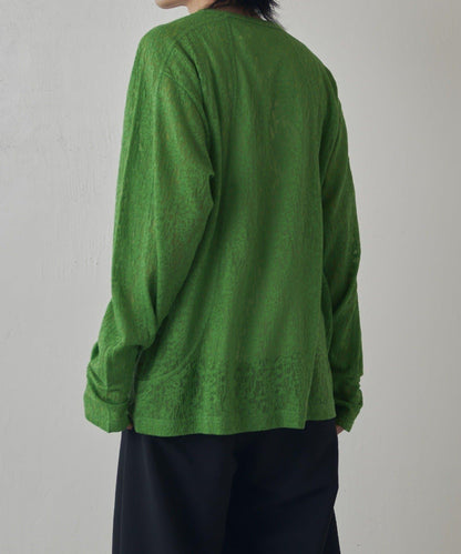 拼接透紗套頭上衣