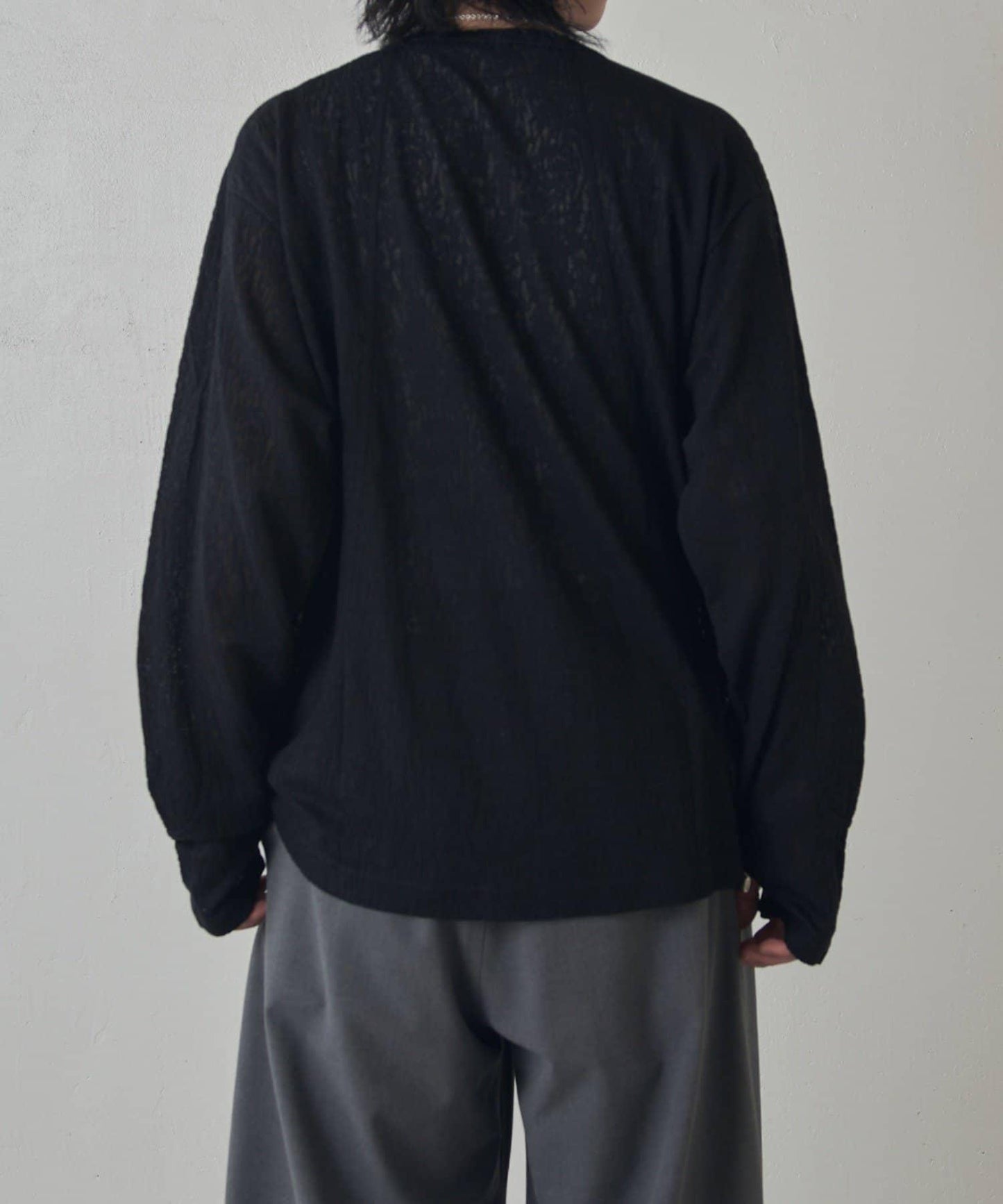 拼接透紗套頭上衣