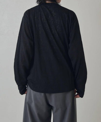 拼接透紗套頭上衣