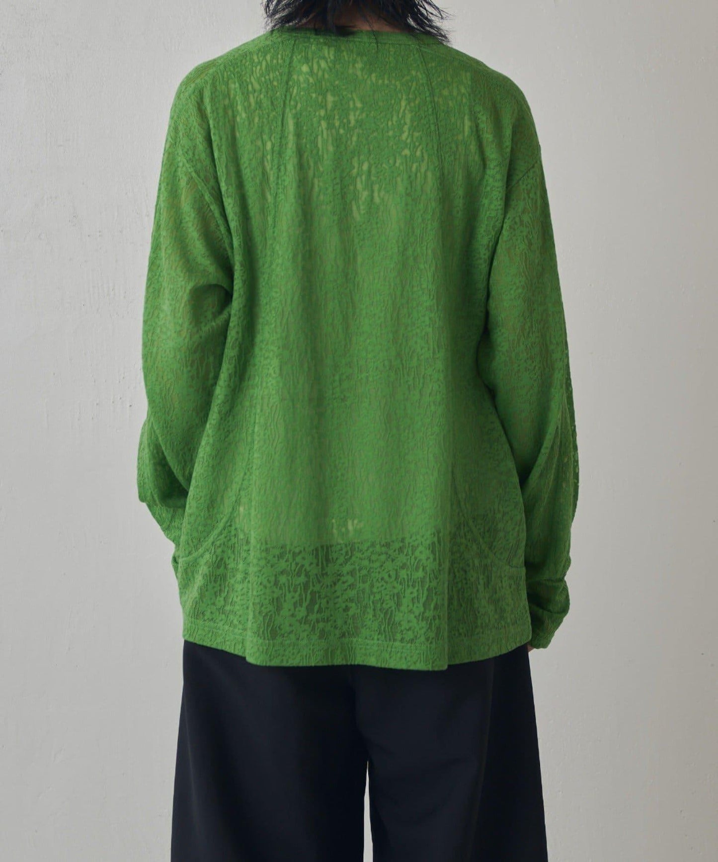 拼接透紗套頭上衣