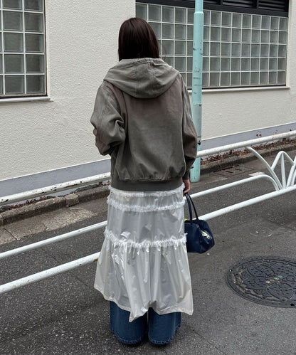 牛仔雙拉鍊連帽外套