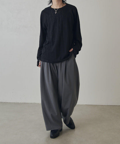 拼接透紗套頭上衣