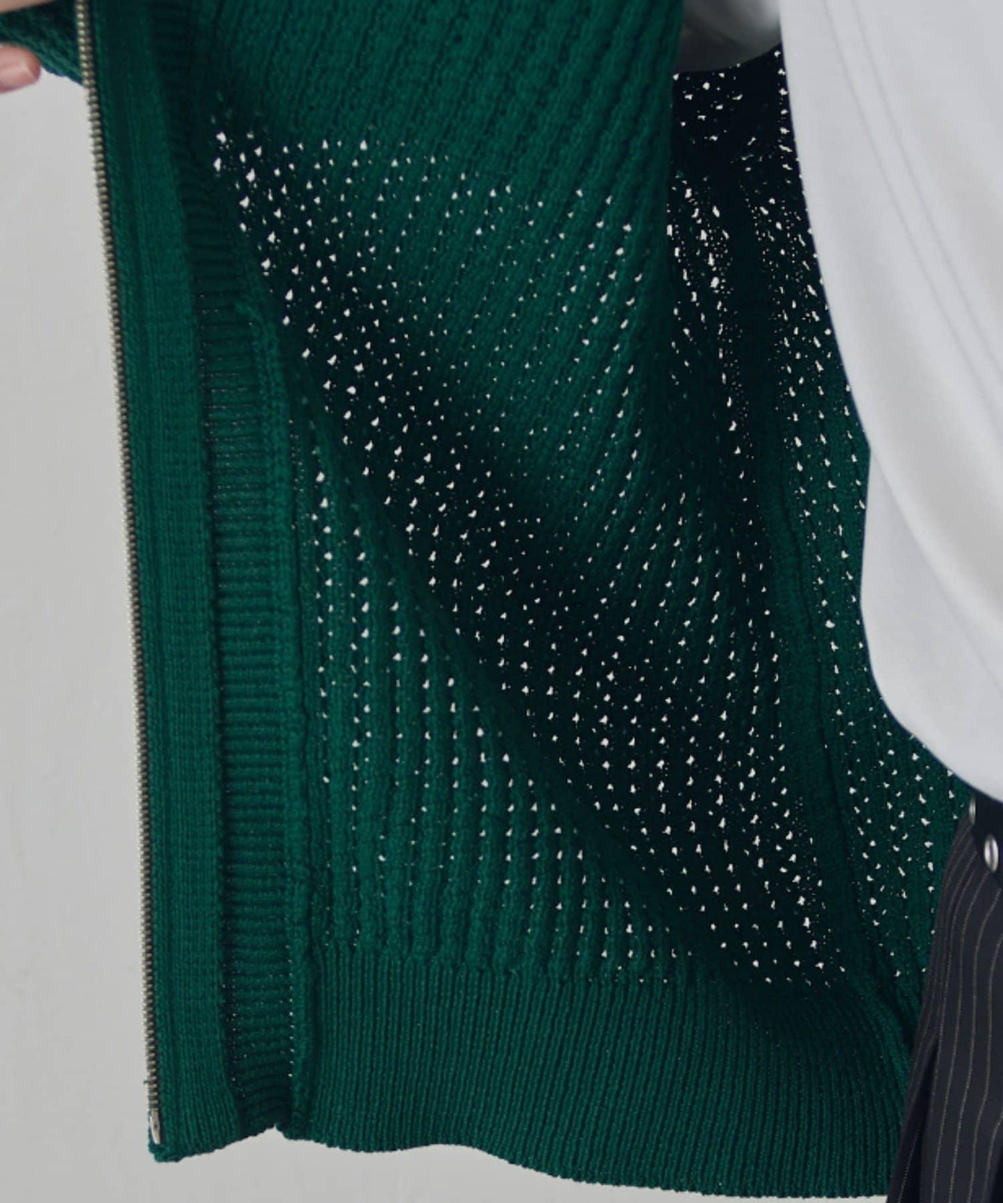 莉莉紗線拉鍊針織短外套