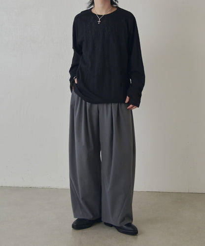 拼接透紗套頭上衣